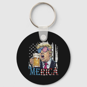 Merica Trump 4th Of July Funny Drinking Beer Men W Key Ring
