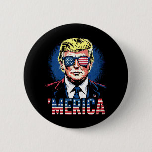 Merica Trump 4th Of July US Vintage Retro 6 Cm Round Badge