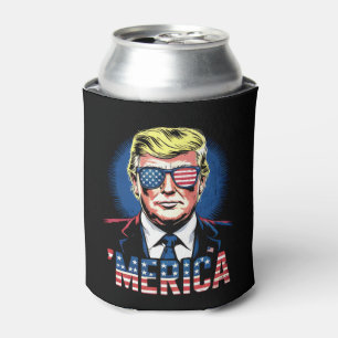Merica Trump 4th Of July US Vintage Retro Can Cooler