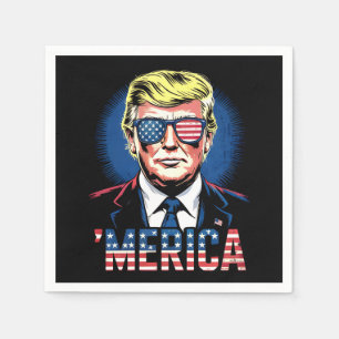 Merica Trump 4th Of July US Vintage Retro Napkin