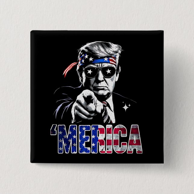 Merica Trump American Flag USA 15 Cm Square Badge (Front)