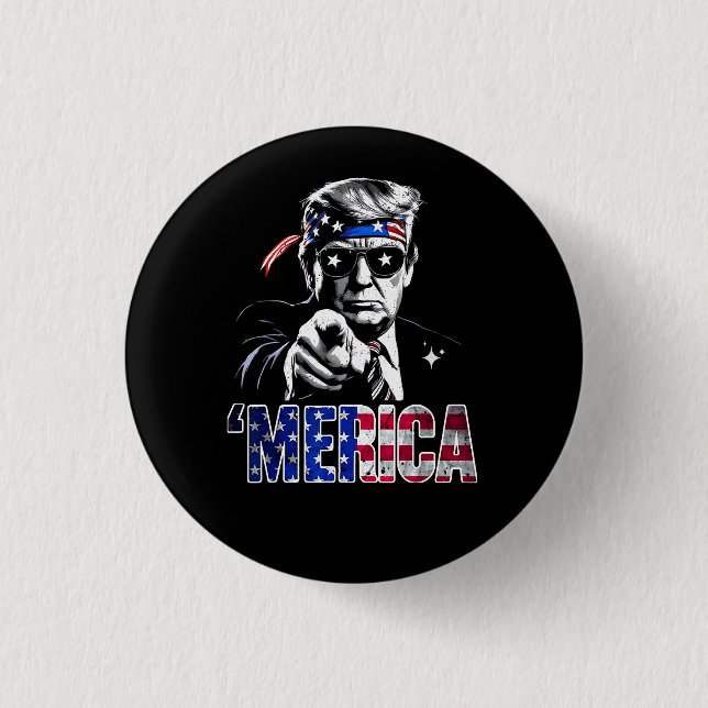 Merica Trump American Flag USA 3 Cm Round Badge (Front)