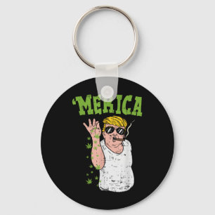 Merica Trump Bae Smoking Weed Funny Stoner Gift Key Ring