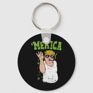 Merica Trump Bae Smoking Weed Funny Stoner Gift Key Ring