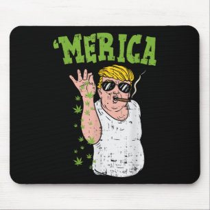 Merica Trump Bae Smoking Weed Funny Stoner Gift Mouse Mat