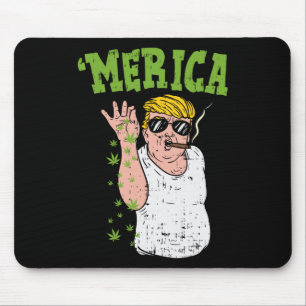 Merica Trump Bae Smoking Weed Funny Stoner Gift Mouse Mat