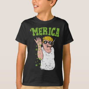 Merica Trump Bae Smoking Weed Funny Stoner Gift T-Shirt