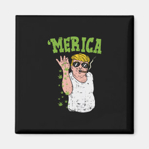 Merica Trump E Smoking Weed Funny Stoner Gift Magnet