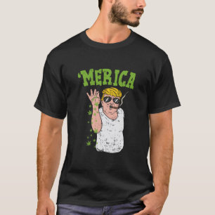 Merica Trump E Smoking Weed Funny Stoner Gift T-Shirt