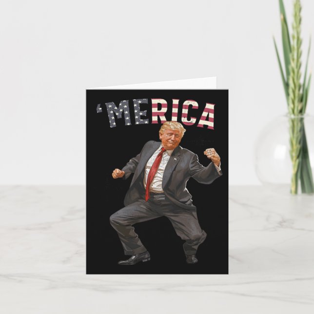 Merica Trump Happy 4th Of July Trump American Flag Card (Front)