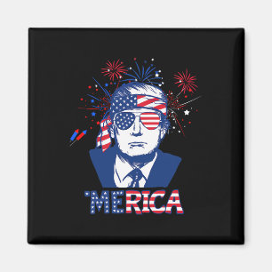 Merica Trump Happy 4th Of July Trump American Flag Magnet
