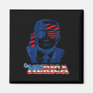 Merica Trump Happy 4th Of July Trump American Flag Magnet