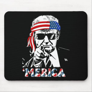 Merica Trump Happy 4th Of July Trump American Flag Mouse Mat