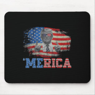 Merica Trump Happy 4th Of July Trump American Flag Mouse Mat