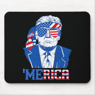 Merica Trump Happy 4th Of July Trump American Flag Mouse Mat