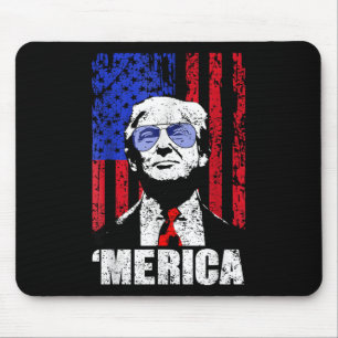 Merica Trump Happy 4th Of July Trump American Flag Mouse Mat