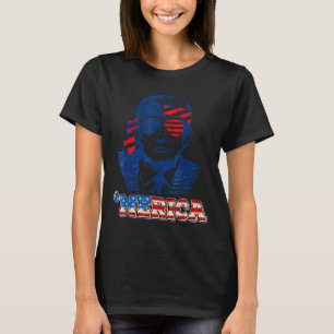 Merica Trump Happy 4th Of July Trump American Flag T-Shirt