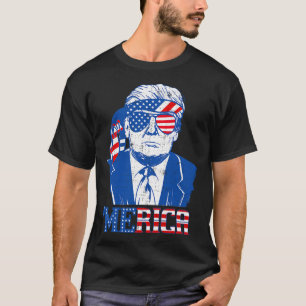 Merica Trump Happy 4th Of July Trump American Flag T-Shirt