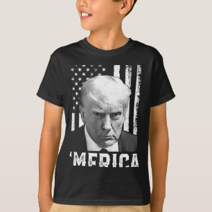 Merica Trump Happy 4th Of July Trump American Flag T-Shirt