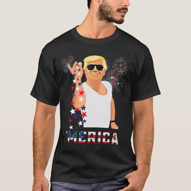 Merica Trump Outfits Merica Usa American Flag Patr T-Shirt (Front)