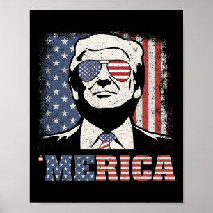 Merica Trump Shirt Funny Trump 4th Of July America Poster