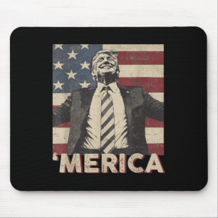 Merica Trump Usa American Flag 4th Of July Patriot Mouse Mat