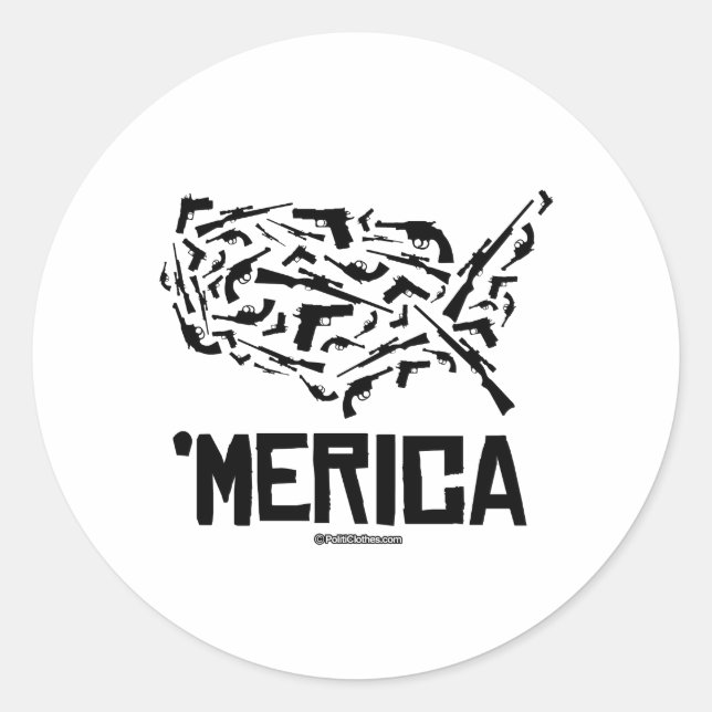 Merica - United States of Guns Classic Round Sticker (Front)