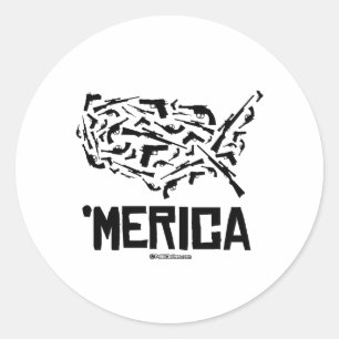 Merica - United States of Guns Classic Round Sticker