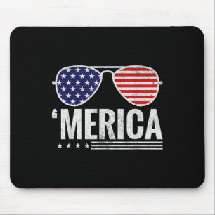 Merica Us America Flag Sungles 4th Of July Patriot Mouse Mat