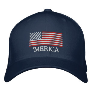 'MERICA US Flag Embroidered Hat