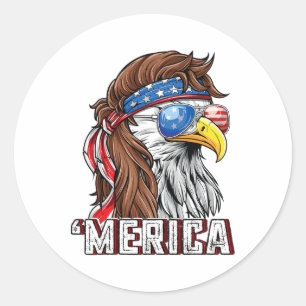Merica Usa American Flag Patriotic 4th Of July Byl Classic Round Sticker