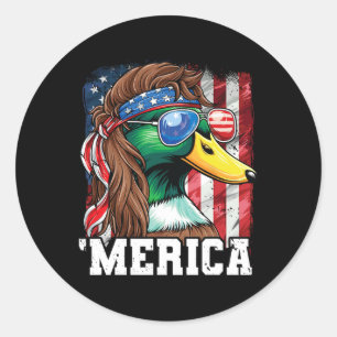 Merica Usa American Flag Patriotic 4th Of July Duc Classic Round Sticker