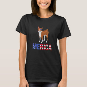 Merica Usa Flag Basenji Dog Sunglasses Patriotic 4 T-Shirt
