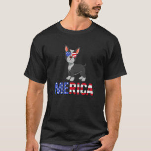Merica Usa Flag Boston Terrier Sunglasses 4th Of J T-Shirt