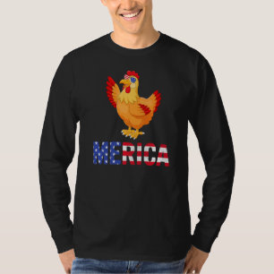 Merica Usa Flag Chicken Sunglasses Patriotic 4th O T-Shirt