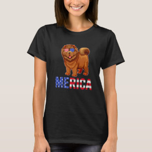 Merica Usa Flag Chow Chow Dog Sunglass Patriotic 4 T-Shirt