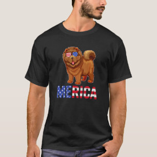 Merica Usa Flag Chow Chow Dog Sunglass Patriotic 4 T-Shirt