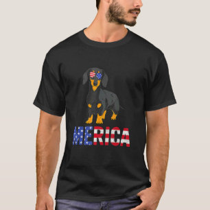 Merica Usa Flag Dachshund Dog Sunglass Patriotic 4 T-Shirt