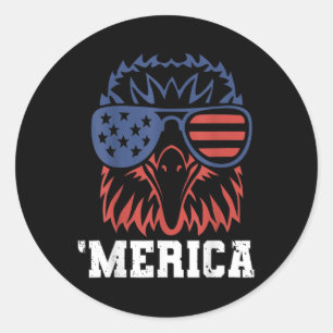 Merica Usa Flag Fighter Jets Byld Eagle Patriot 4t Classic Round Sticker