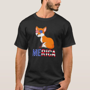 Merica Usa Flag Fox Sunglasses Patriotic 4th Of Ju T-Shirt