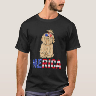 Merica Usa Flag Maltese Dog Sunglasses Patriotic 4 T-Shirt