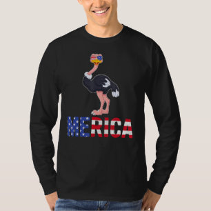 Merica Usa Flag Ostriches Sunglasses Patriotic 4th T-Shirt