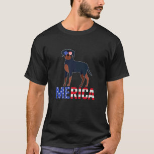 Merica Usa Flag Rottweiler Dog Sunglasses 4th Of J T-Shirt