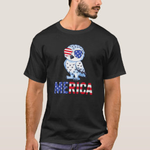 Merica Usa Flag Snowy Owl Sunglasses Patriotic 4th T-Shirt