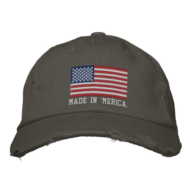 'MERICA USA Stars 'n Stripes FLAG Embroidery Embroidered Hat (Front)
