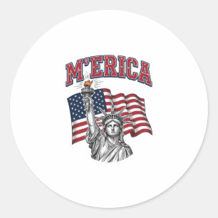 MERICA Vintage Liberty Patriotic Classic Round Sticker