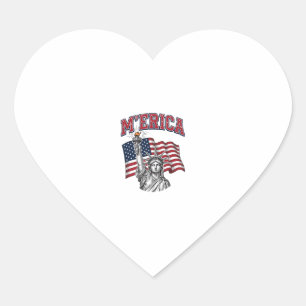 MERICA Vintage Liberty Patriotic Heart Sticker