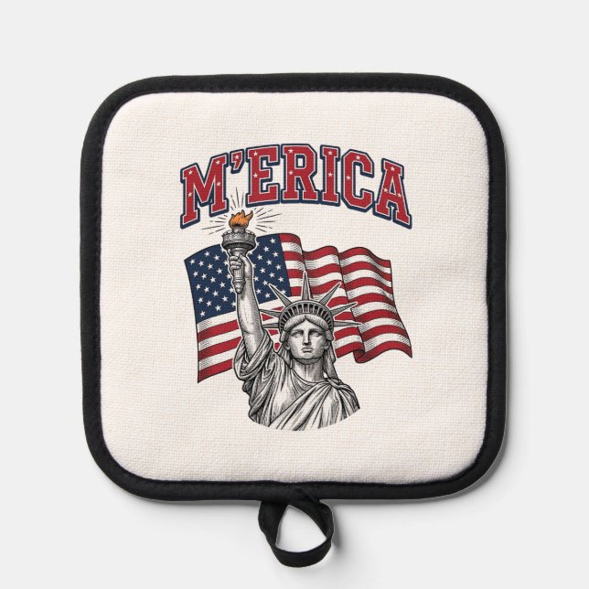 MERICA Vintage Liberty Patriotic Pot Holder (Front)
