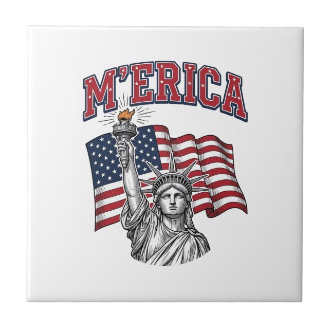 MERICA Vintage Liberty Patriotic Tile (Front)
