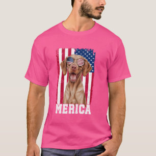 Merica Vizsla Dog USA Flag Patriotic 4th of July T-Shirt